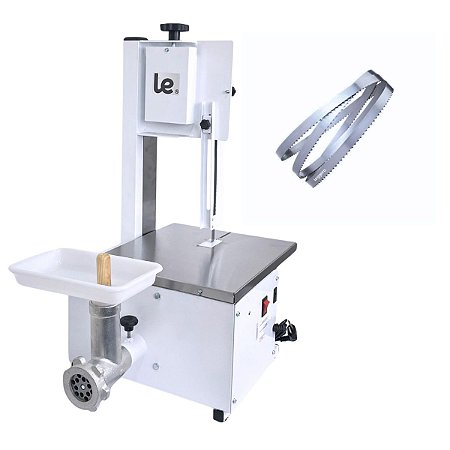 Kit Serra Fita com Moedor Boca 5 Semi Inox + Lâmina 1,46 Açougue Carne Osso Leggero