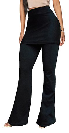 Calça preta com saia tapa bumbum, do P ao plus 64/66, tecido suplex 340