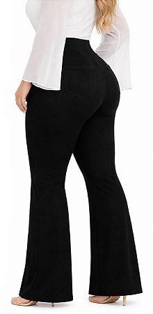 Calça social preta bolsos frente e atrás, Tam. P ao Plus Size 64/66, tecido gorgurinho