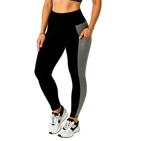 Legging montaria bolsos do P ao Plus Size (64/66), cintura alta, tecido encorpado