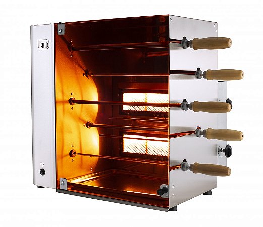 Churrasqueira Rotativa Inox Assador a Gás 5 Espetos Bivolt And Anodilar