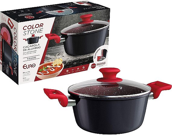 Panela Antiaderente Indução ColorStone 22 4L Titânio Euro