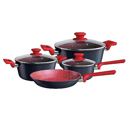 Conjunto Jogo de Panelas Antiaderente Colorstone Titânio 4 peças Euro