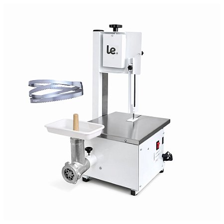 Kit Serra Fita com Moedor Boca 5 Semi Inox + Lâmina 1,46 Açougue Carne Osso Leggero