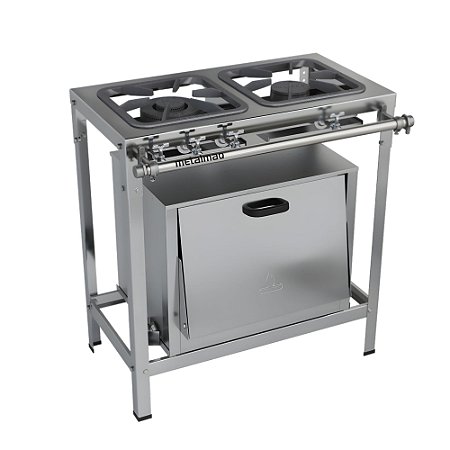 Fogão a Gás Industrial 2 Bocas com Forno M10 Stori Top P5 em Aço Inox Metalmaq