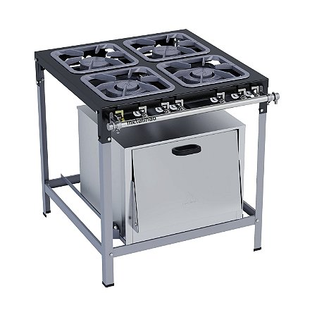 Fogão Industrial a Gás Baixa Pressão 4 Bocas Forno 30x30 M18 Stori Max Metalmaq