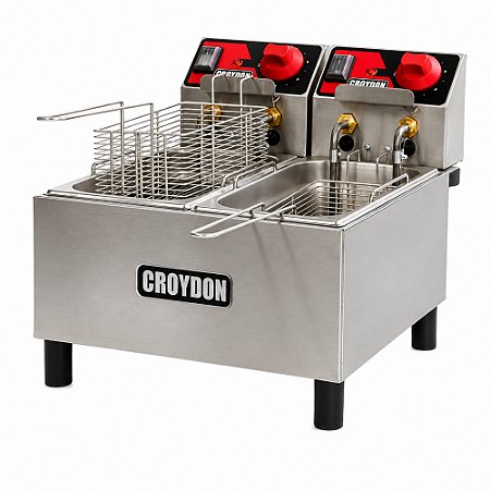 Fritadeira Elétrica Industrial Croydon FC2A 2 Cubas 3 Litros Inox
