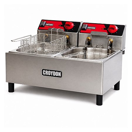 Fritadeira Elétrica Industrial Croydon FC2B 2 Cubas 4,5 Litros Inox