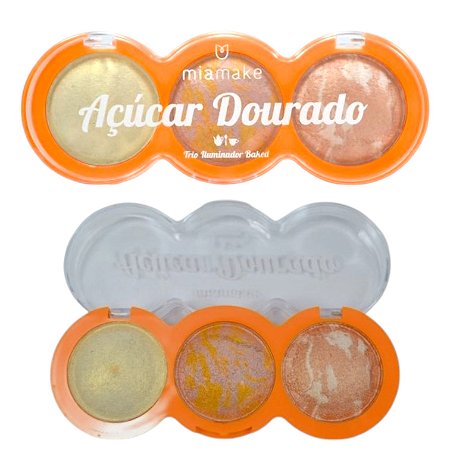 Trio Paleta de Iluminador Açucar Dourado Mia Make