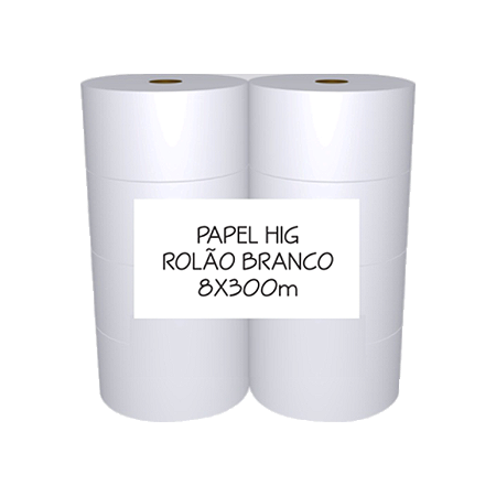 PAPEL HIG ROLÃO FS BRANCO 300mX10cm 15g C/8 RL