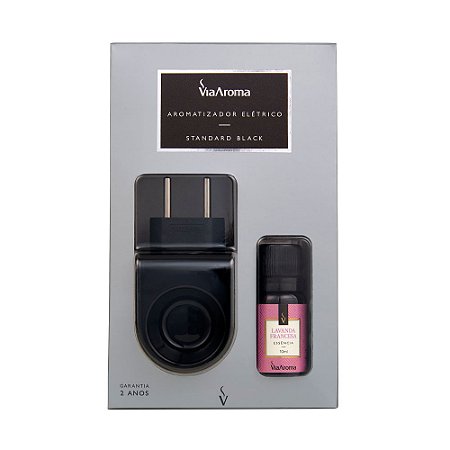 AROMATIZADOR DIFUSOR ELÉTRICO VIA AROMA STANDARD BLACK C/LAVANDA FRANCESA