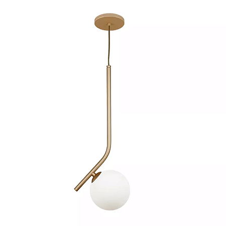 Pendente Angular 38x12cm Aluminio e Vidro Dourado GSG PD06