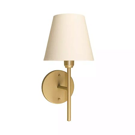Arandela de Parede Tocheiro 30x15cm Metal e Tecido Dourado GSG AR02