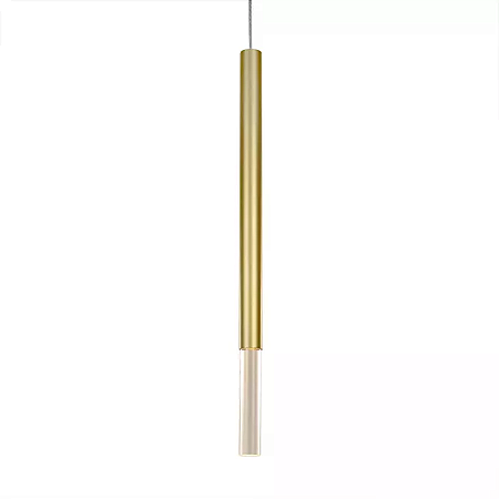 Pendente Cilindrico 50x2,5cm Aluminio e Acrilico Dourado GSG PD09