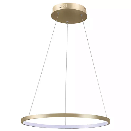 Pendente Redondo LED 20W 40cm Aluminio Champanhe GSG PD15