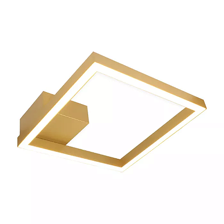 Plafon de Sobrepor Quadrado LED 30x30x8cm Aluminio Dourado GSG PL01