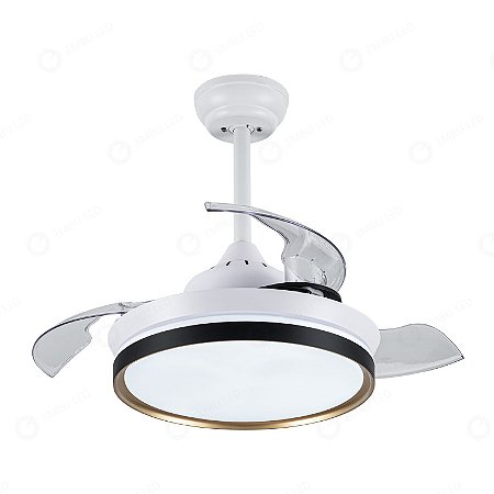 Ventilador com Luminária LED 37x91,4cm Preto e Branco Embu EBVL80332