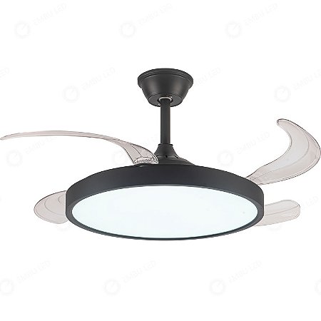 Ventilador com Luminária LED 43x106cm Preto Embu EBVL80005