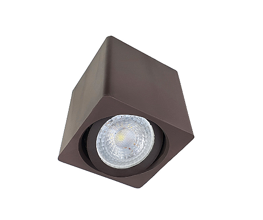 Spot de Sobrepor Quadrado para Dicroica 7,5x7x7cm Marrom GSG SP05