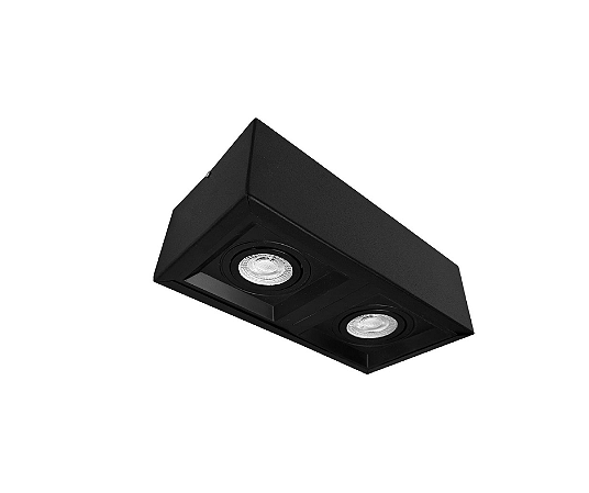 Spot de Sobrepor Duplo para Dicroica 12x24cm Preto GSG SP21