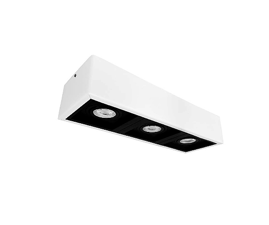 Spot de Sobrepor Triplo para Dicroica 12x36cm Branco e Preto GSG SP26