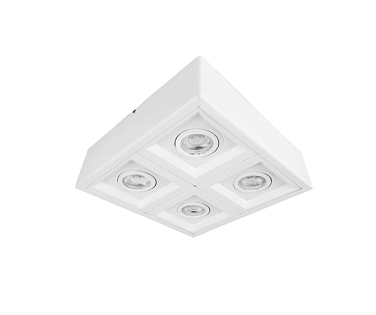 Spot de Sobrepor Quádruplo para Dicroica 24x24cm Branco GSG SP28