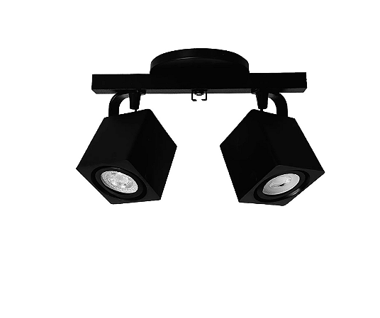 Spot Sobrepor Quadrado Duplo para Dicroica 7x25cm Preto GSG SP87