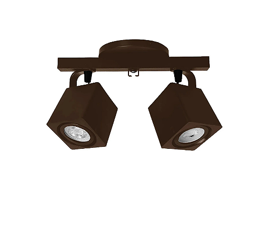 Spot Sobrepor Quadrado Duplo para Dicroica 7x25cm Marrom GSG SP89