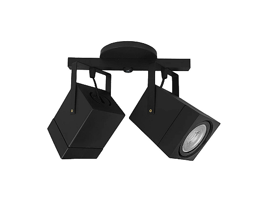Spot Sobrepor Quadrado Duplo para PAR20 9x25cm Preto GSG SP90