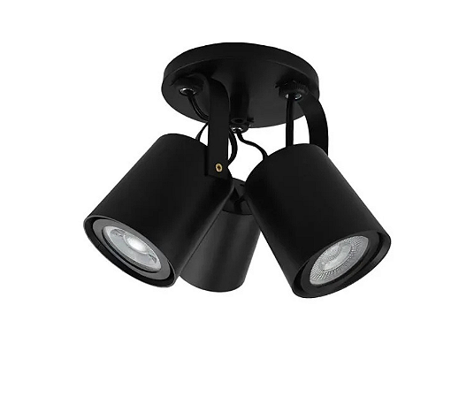 Spot Sobrepor Redondo Triplo para Dicroica 12x8x6,5cm Preto GSG SP99