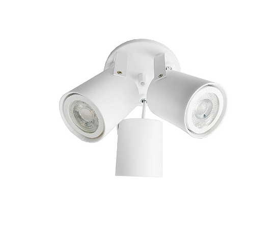 Spot Sobrepor Redondo Triplo para Dicroica 12x8x6,5cm Branco GSG SP100