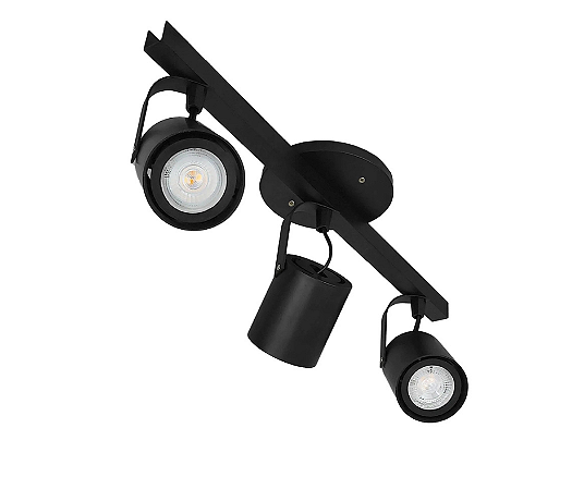 Trilho com Três Spots Redondos para Dicroica 45cm Preto GSG SP105