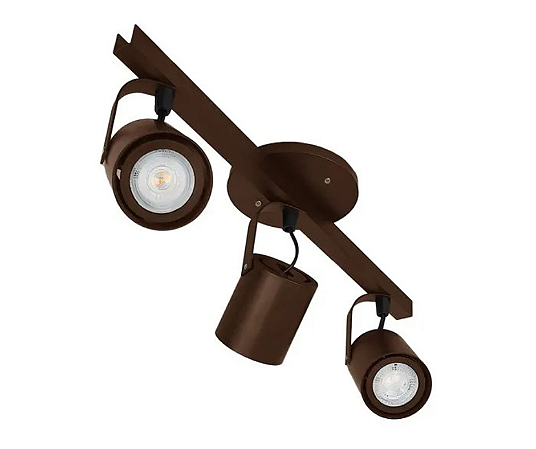 Trilho com Três Spots Redondos para Dicroica 45cm Marrom GSG SP107