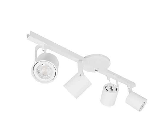 Trilho com Quatro Spots Redondos para Dicroica 55cm Branco GSG SP109