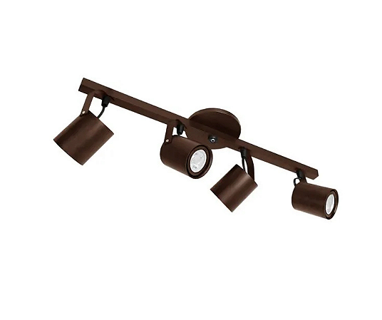 Trilho com Quatro Spots Redondos para Dicroica 55cm Marrom GSG SP110