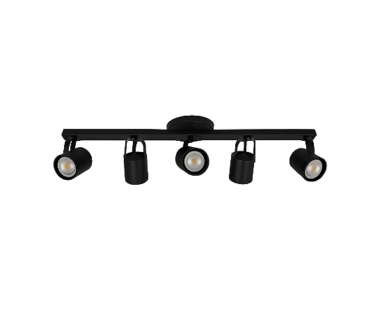 Trilho com Cinco Spots Redondos para Dicroica 65cm Preto GSG SP111