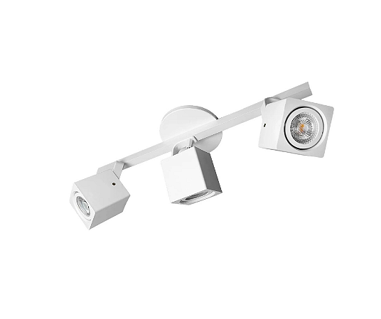 Trilho com Três Spots Quadrados para Dicroica 45cm Branco GSG SP115