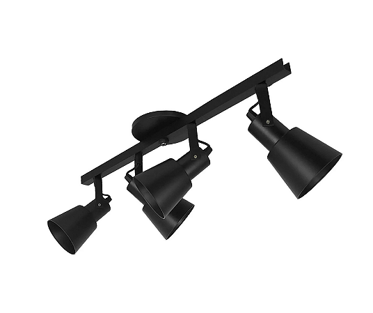 Trilho com Quatro Spots Cônicos para PAR20 55cm Preto GSG SP126