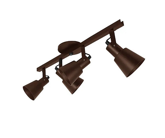Trilho com Quatro Spots Cônicos para PAR20 55cm Marrom GSG SP128