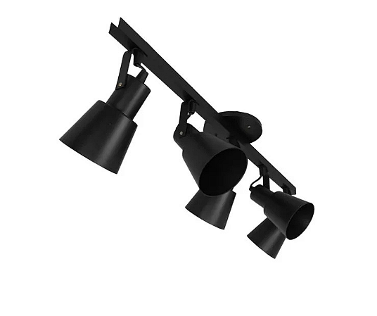 Trilho com Cinco Spots Cônicos para PAR20 65cm Preto GSG SP129
