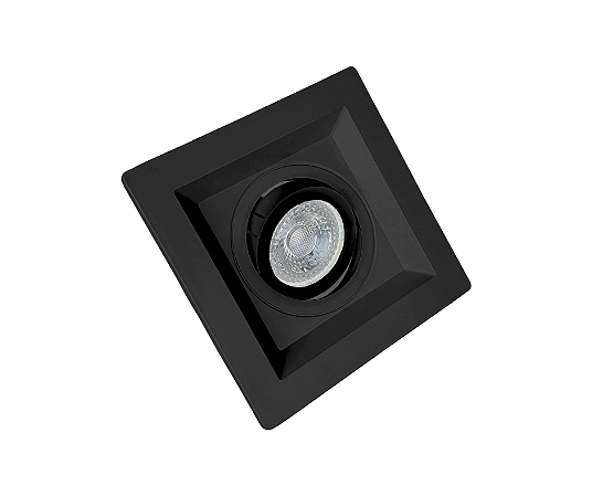 Spot de Embutir Recuado Quadrado para Dicroica 12x12cm Preto SP132