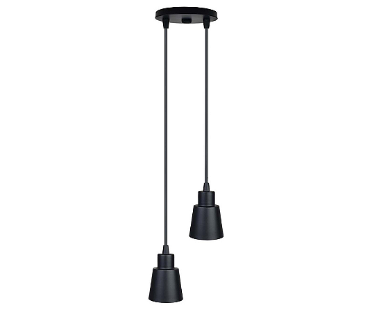 Pendente Cone Duplo 2xGU10 9x7cm Alumínio Preto GSG PD38