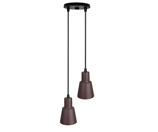 Pendente Cone Duplo 2xGU10 9x7cm Alumínio Marrom GSG PD40