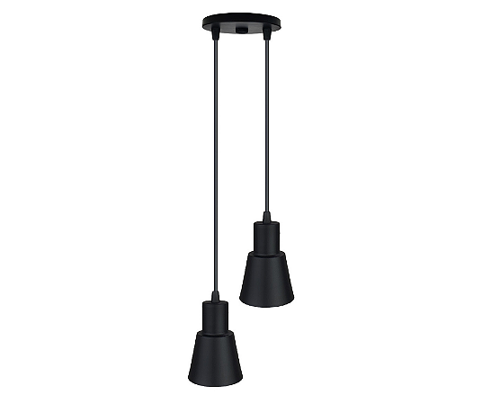 Pendente Cone Duplo 2xE27 12x8,5cm Alumínio Preto GSG PD41