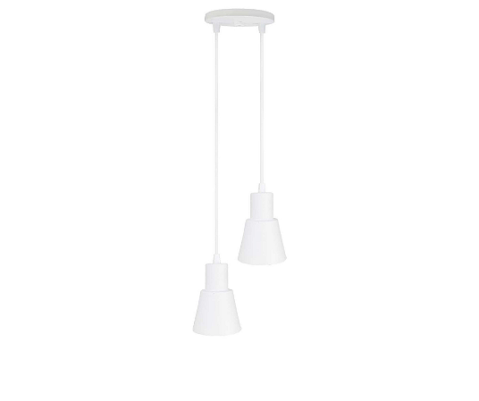 Pendente Cone Duplo 2xE27 12x8,5cm Alumínio Branco GSG PD42