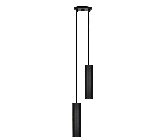 Pendente Tubo Duplo 2xGU10 20x5cm Alumínio Preto GSG PD44