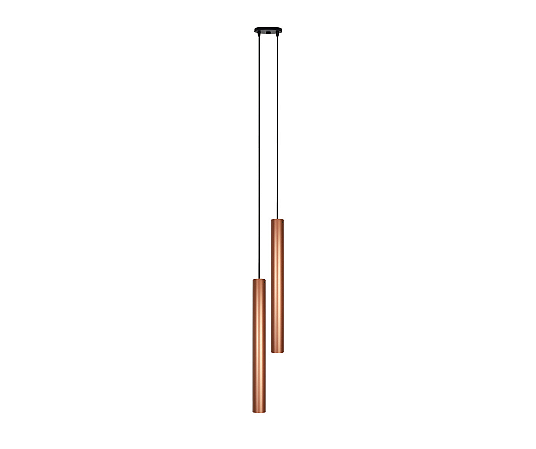 Pendente Tubo Duplo 2xGU10 50x5cm Alumínio Cobre GSG PD51