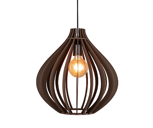 Pendente 1xE27 30x30cm Madeira Marrom GSG PD55