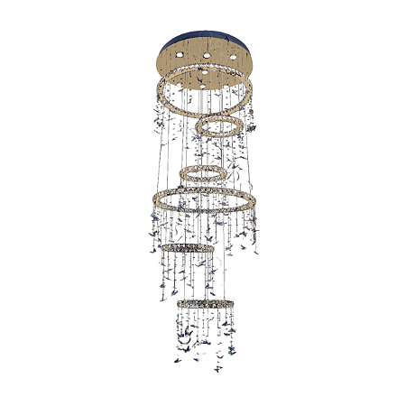 Pendente com Controle LED 288W 350x80cm Metal Dourado Sindora DCD02526