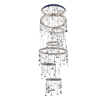 Pendente com Controle LED 288W 350x80cm Metal Cromado Sindora DCD02527